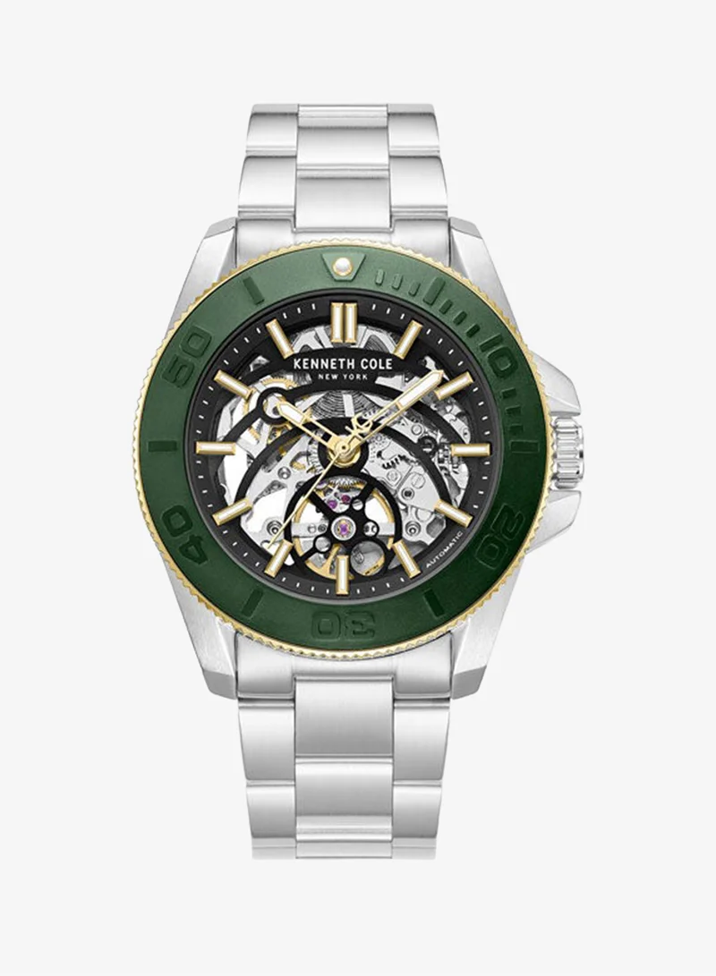 كينيث كول نيو يورك Black Dial Stainless Steel Bracelet Multifunction Watch for Men, 43mm