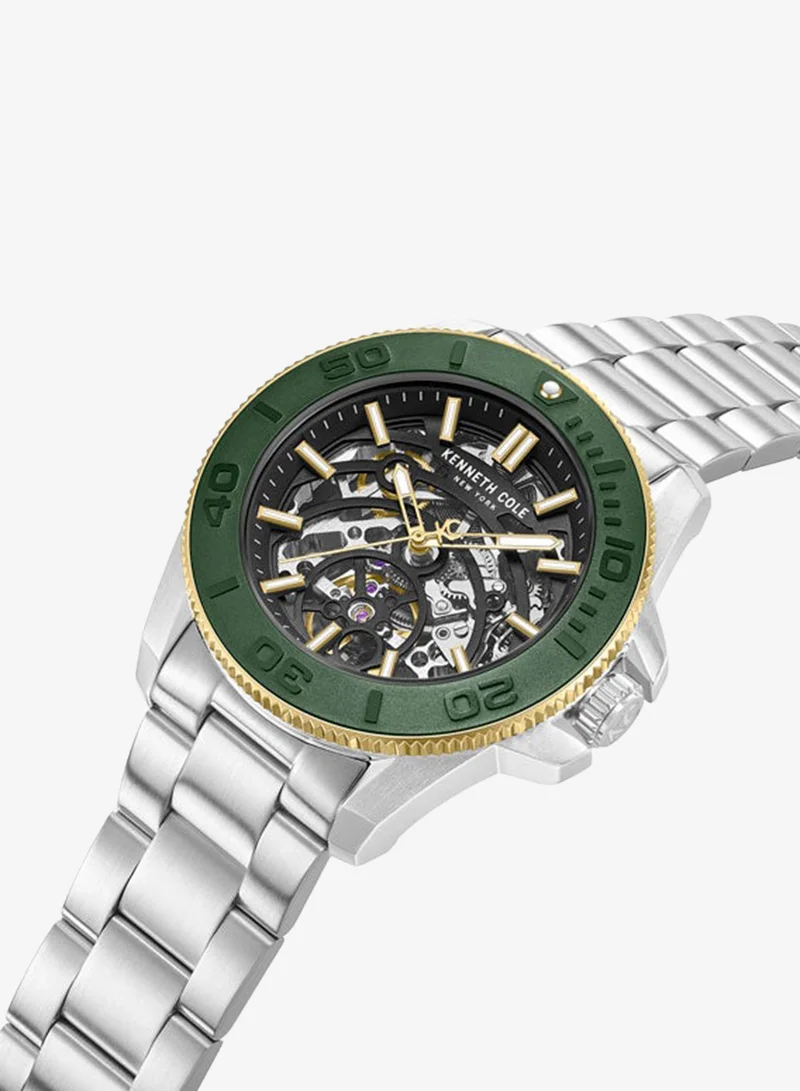 كينيث كول نيو يورك Black Dial Stainless Steel Bracelet Multifunction Watch for Men, 43mm