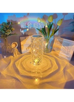 AWD Crystal Touch Table Lamp - 16 LED Color Changing Rechargeable Night Light, Diamond Cut Design, Dimmable Bedside Lamp for Home, Bedroom, Living Room, Romantic Decorative Ambient Lighting  - Image 1