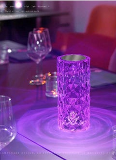 AWD Crystal Touch Table Lamp - 16 LED Color Changing Rechargeable Night Light, Diamond Cut Design, Dimmable Bedside Lamp for Home, Bedroom, Living Room, Romantic Decorative Ambient Lighting  - Image 3