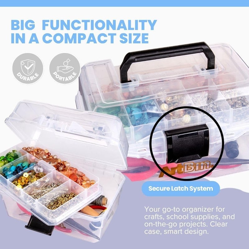 ArtBin Project Box Small - Clear Plastic Storage Container with Divided Tray - Image 2