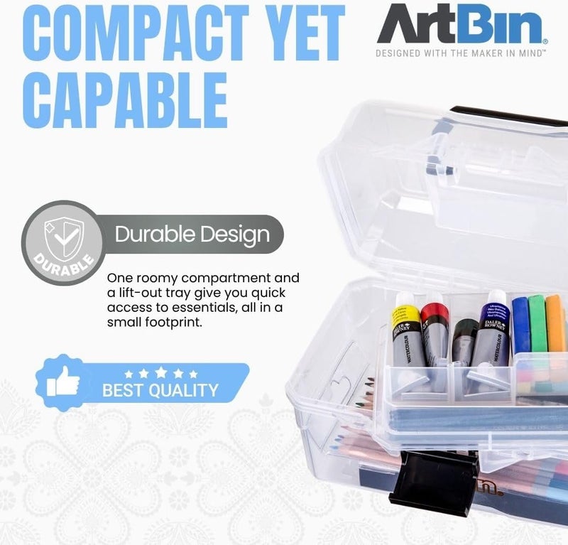 ArtBin Project Box Small - Clear Plastic Storage Container with Divided Tray - Image 3