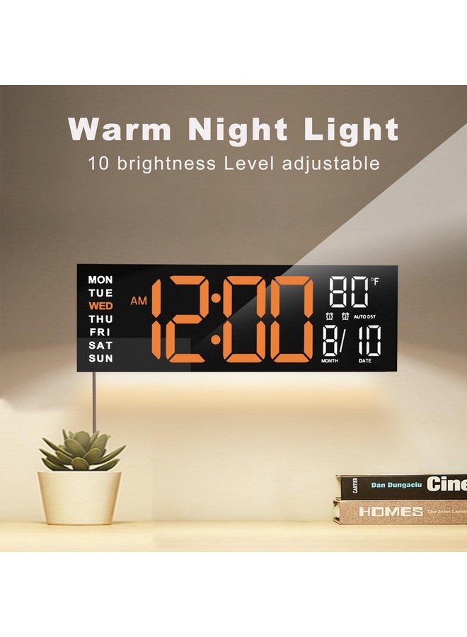 Jall 16" Large Digital Wall Clock Timer, Remote Controll, 2 Alarms, Led Display, 8 Rgb Color, Auto Dst, Temperature For Living Room, Bedroom, Desk, Mounted, Gift For Elderly (Orange White, 16 Inches) - Image 4