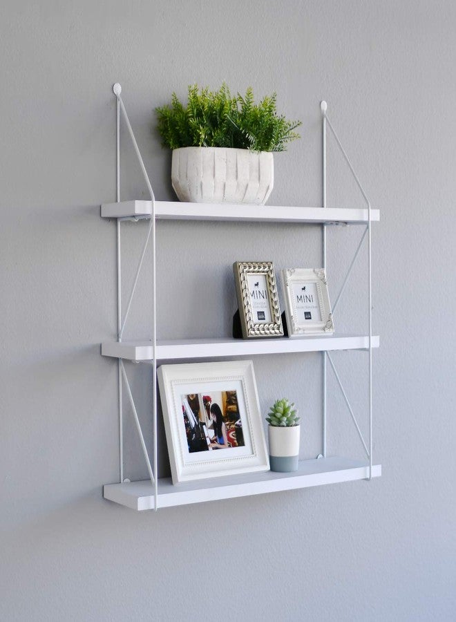 WELLAND 3-Tier Display Wall Shelf Storage Rack Holder, White - Image 2
