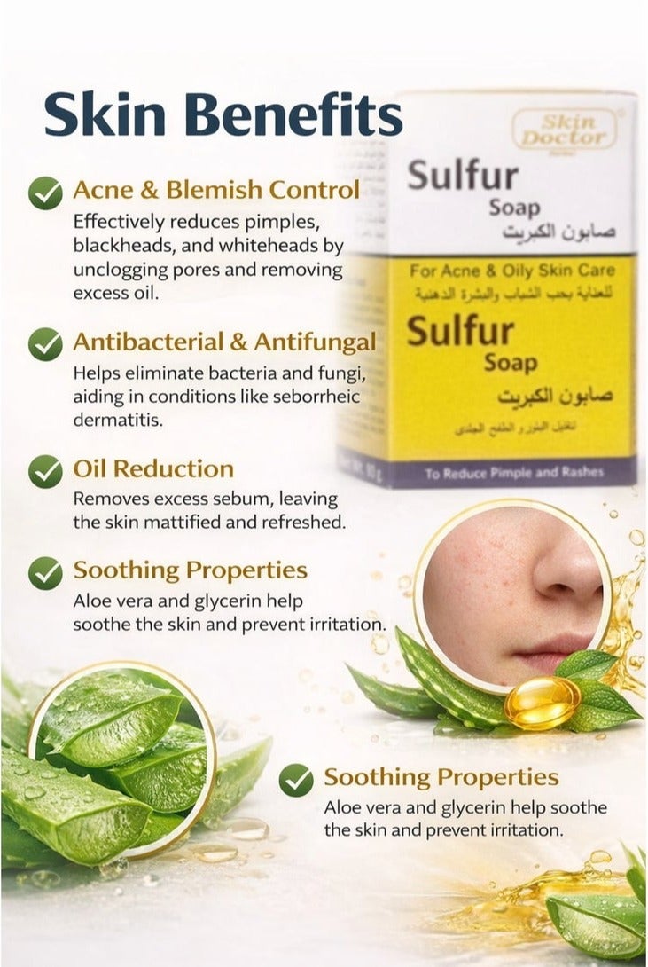 Skin Doctor Sulfur Soap Pack of 4 x 80g – Acne & Oily Skin Care Soap – Deep Cleansing Soap for Pimples, Excess Oil & Skin Purifying - Image 3