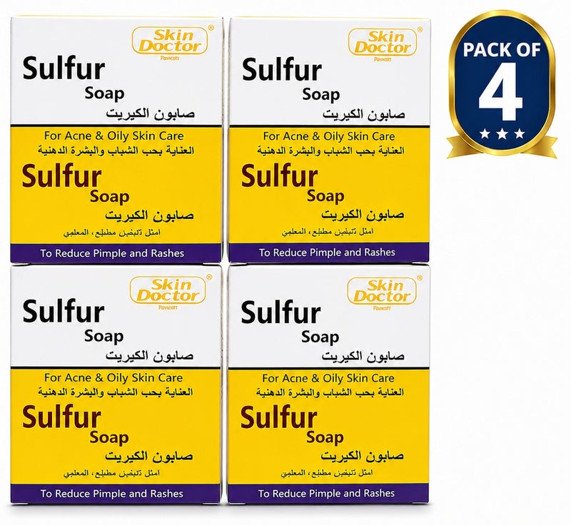 Skin Doctor Sulfur Soap Pack of 4 x 80g – Acne & Oily Skin Care Soap – Deep Cleansing Soap for Pimples, Excess Oil & Skin Purifying - Image 1