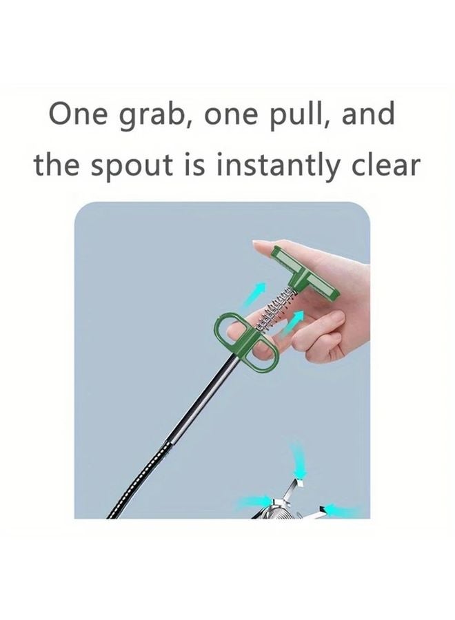 Green 62 99inch Sewer Dredge Bathroom Hair Sink Cleaning Tool Snake Spring Pipe Drain Cleaner - Image 5