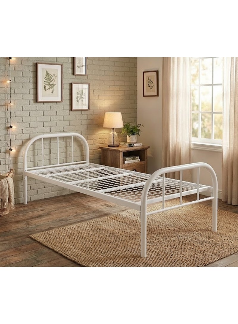 UNIKSAR Heavy Duty Iron Single Bed Frame with Metal Slats, Noise‑Free, 50cm Underbed Storage, Rounded Headboard & Footboard, No Box Spring Needed (90x190 cm) - Image 1