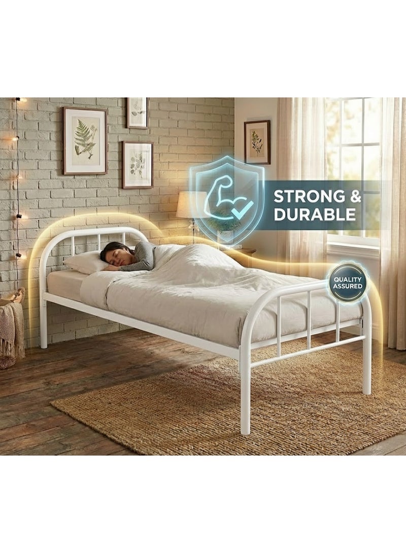 UNIKSAR Heavy Duty Iron Single Bed Frame with Metal Slats, Noise‑Free, 50cm Underbed Storage, Rounded Headboard & Footboard, No Box Spring Needed (90x190 cm) - Image 2
