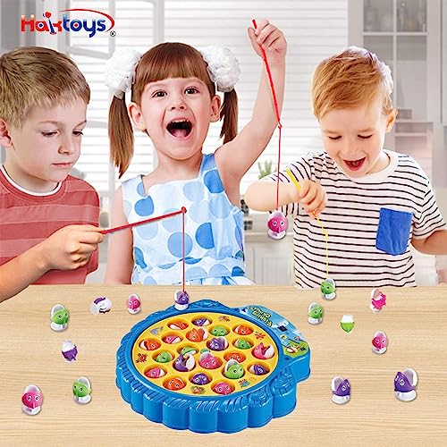 Haktoys Fishing Game for Kids & Toddlers – Battery-Operated Rotating Fishing Toy with 21 Fish, 4 Poles & Music On/Off Switch – Fun Educational Board Game for Boys & Girls - Image 5