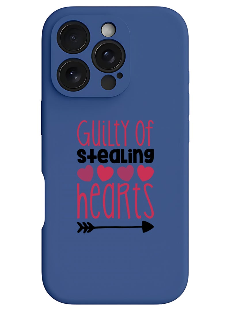 Theodor iPhone 16 Pro Max Blue Protective Slim Fit Case Liquid Silicone Cover with Full Body Protection Anti-Scratch Shockproof Case For iPhone - Guilty of Stealing hearts - Image 1