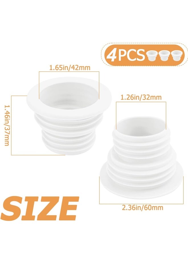 عبوة من 4 قطع من سدادة أنابيب الصرف الصحي المصنوعة من السيليكون لإغلاق مجاري المطبخ والحمام (أبيض) - Image 2