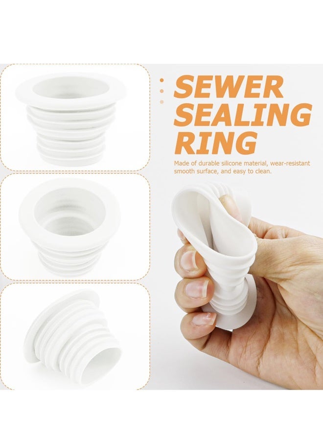 عبوة من 4 قطع من سدادة أنابيب الصرف الصحي المصنوعة من السيليكون لإغلاق مجاري المطبخ والحمام (أبيض) - Image 3