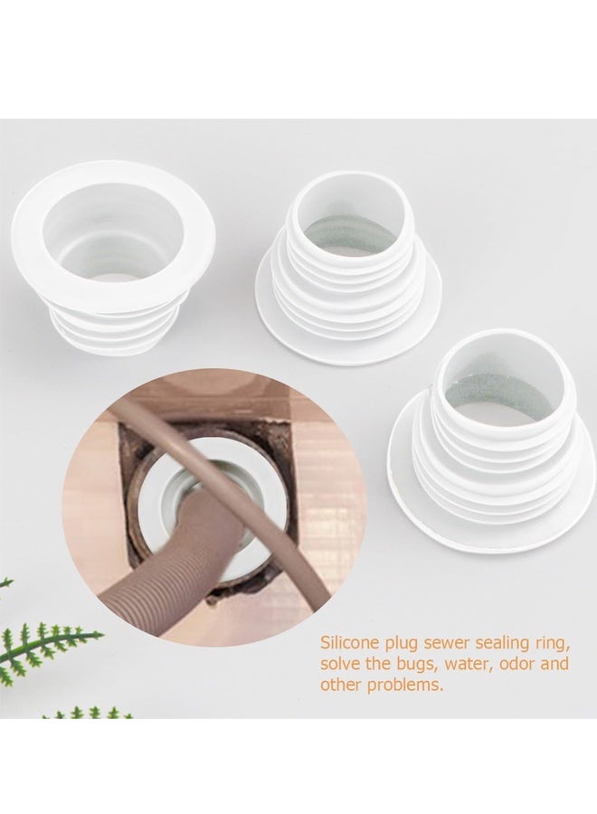 عبوة من 4 قطع من سدادة أنابيب الصرف الصحي المصنوعة من السيليكون لإغلاق مجاري المطبخ والحمام (أبيض) - Image 4