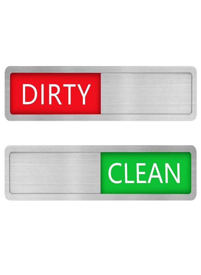 Kichwit 304 Stainless Steel Clean Dirty Dishwasher Sign Dishwasher Magnet, Works on All Dishwashers, 5.5 x 1.6 Inches, Red and Green - Image 1