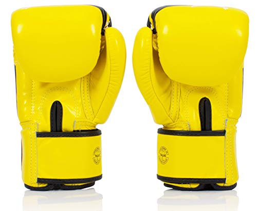 Fairtex BGV1 Muay Thai Boxing Training Sparring Gloves for Men Women Kids Premium Quality Light Weight Shock Absorbent 8 oz Boxing Gloves Nation Yellow - Image 3