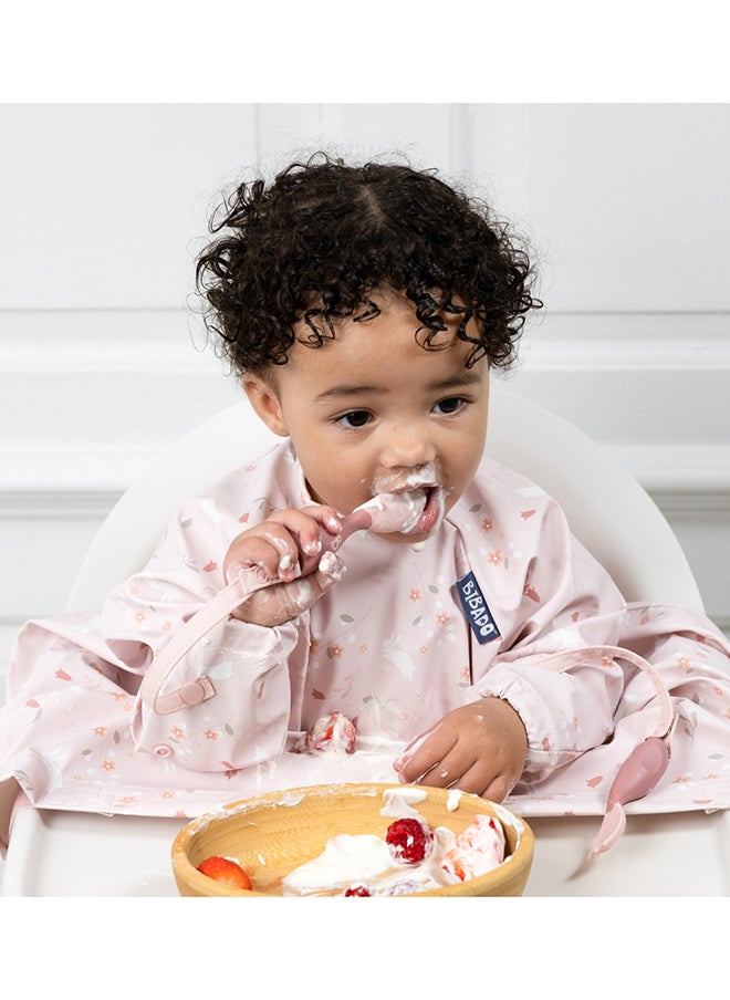bibado - Handi Toddler Cutlery Set, Food Safe Baby Cutlery, Toddler Fork And Spoon Set, Toddler Eating Utensils For Babies 6 Months And Up, Also Attaches To Coverall Bib - Blush - Image 1