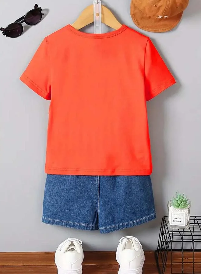 Take Two Take Two Boys Orange Car Graphic Print T-Shirt