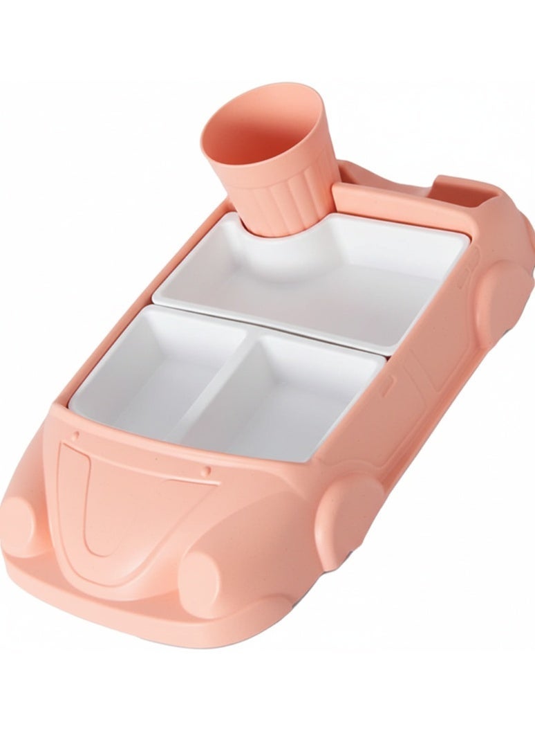 طقم أدوات مائدة على شكل سيارة، وعاء عشاء، مناسب للمطبخ وطاولة الطعام، صينية عشاء على شكل سيارة مصنوعة من البلاستيك المقوى، مناسبة للأولاد والبنات، مع أطباق منفصلة، ​​أدوات مائدة، كوب ماء، أدوات نزهة (30.6 × 19 × 5 سم). - Image 1