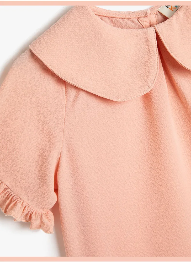 كوتون Peter Pan Blouse Ruffle Detail Short Sleeve