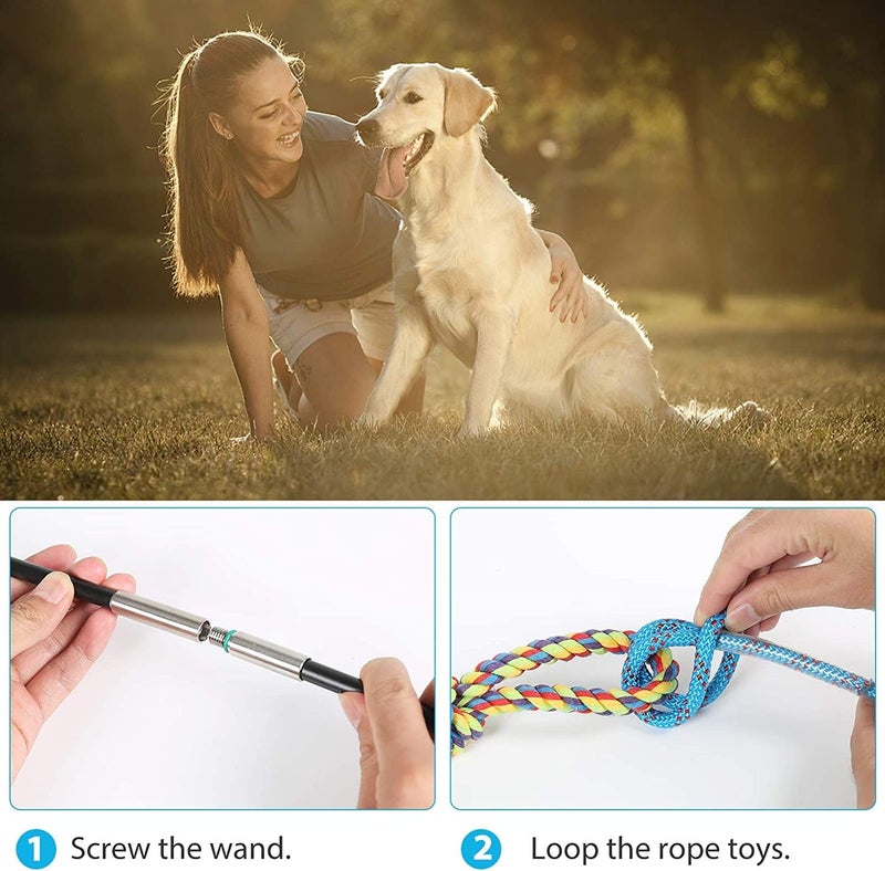 DIBBATU Flirt Pole for Dogs Interactive Dog Toys for Large Medium Small Dogs Chase and Tug of War, Dog Teaser Wand with Lure Chewing Toy for Dog Outdoor Exercise 1 pcs - Image 5