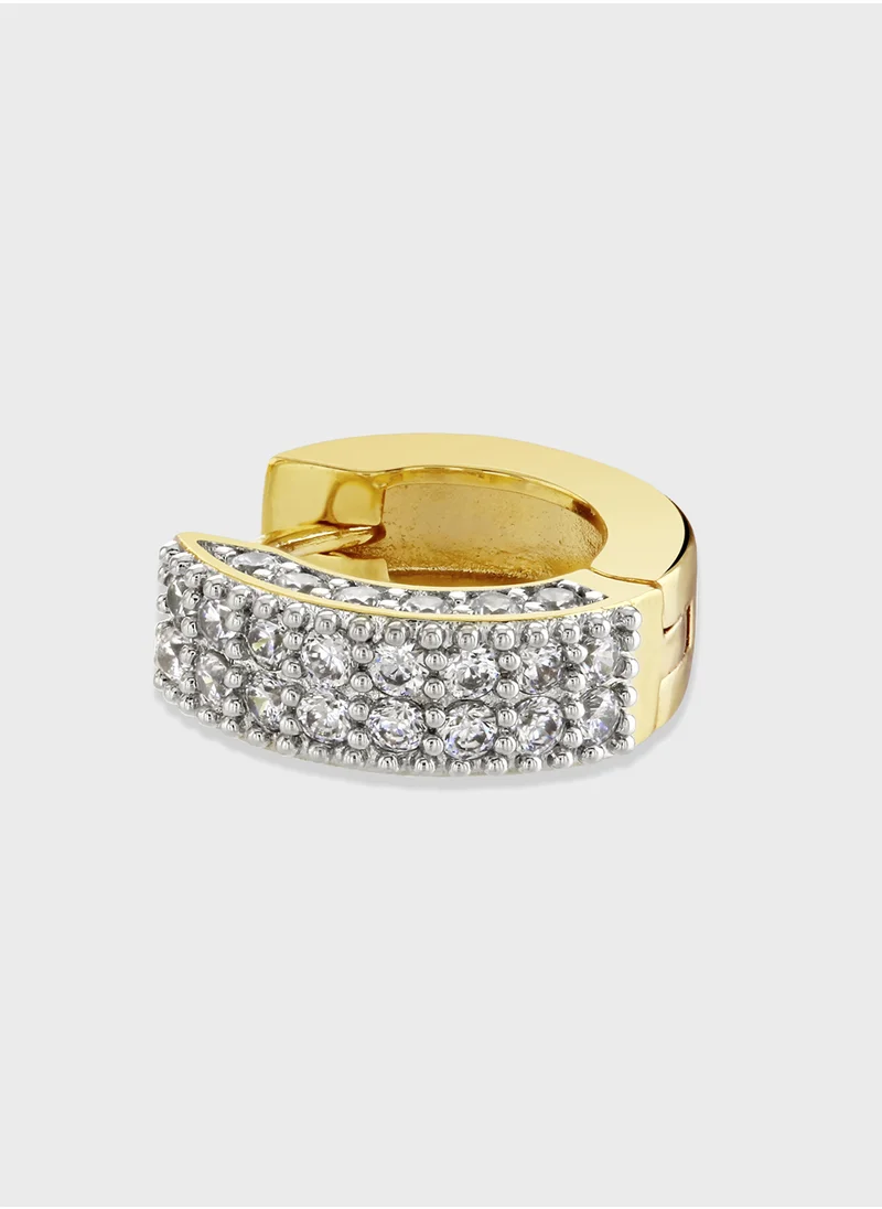 BUCKLEY LONDON Pave Chubby Huggie Hoop Earring