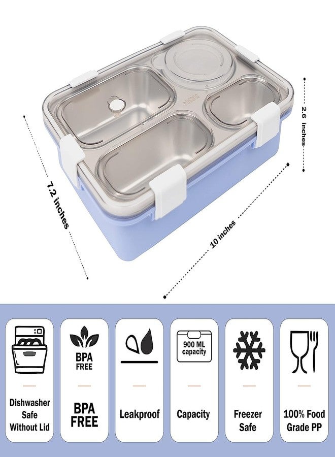 Brand Conquer Lunch Box Leak-Proof BPA Free Stainless Steel for School, Lunch Box for School & Office with a Fork, a Spoon and a Pair of Chopsticks (Purple, 4 Compartment) - Image 3