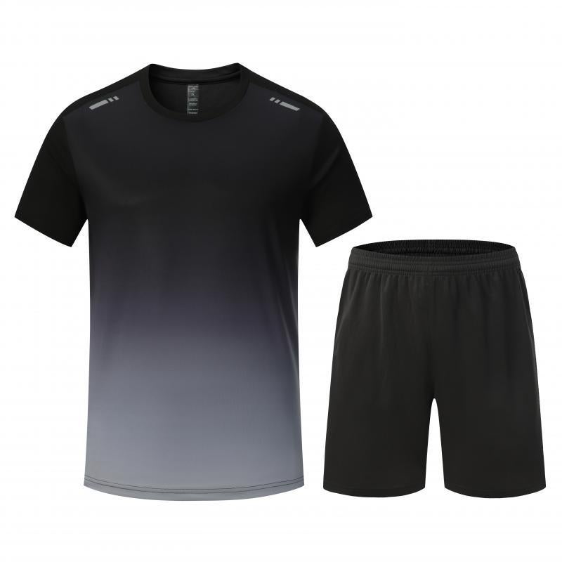 Generic Soccer Jersey Set Short Sleeve Youth AdultKJW-6801 black and gray KJW-6801 black and gray 