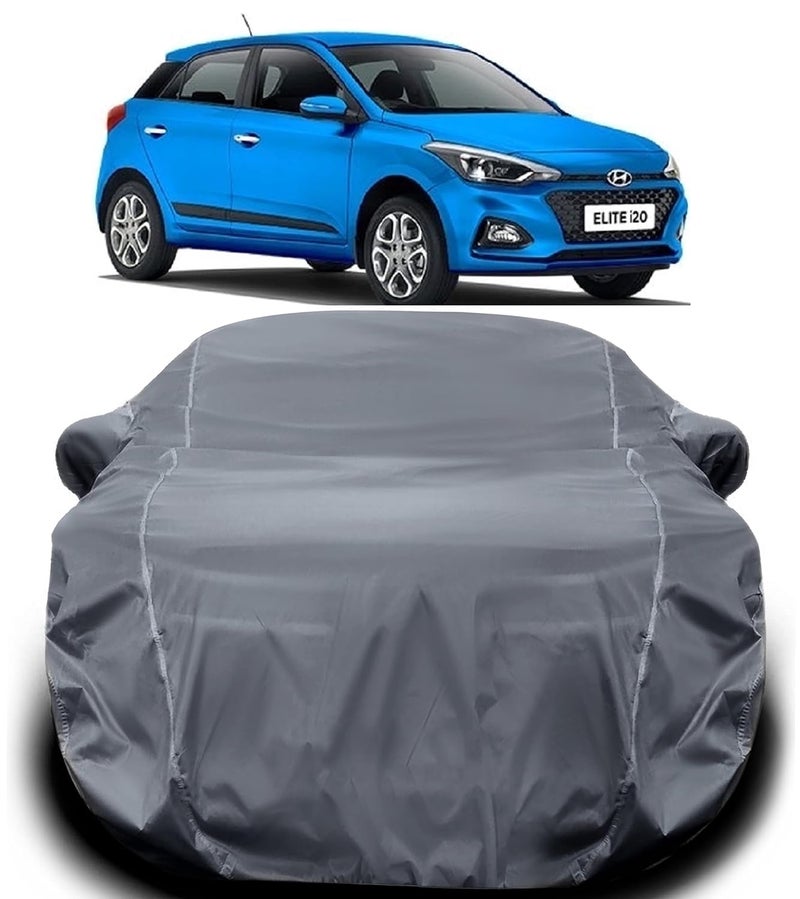 PODWILS Elite I20 Car Cover/Elite I20 Body Cover/Elite I20 Car Cover Waterproof/Elite I20 Cover with Triple Stitched Fully Elastic Ultra Surface Body Protection (Grey Look) - Image 1