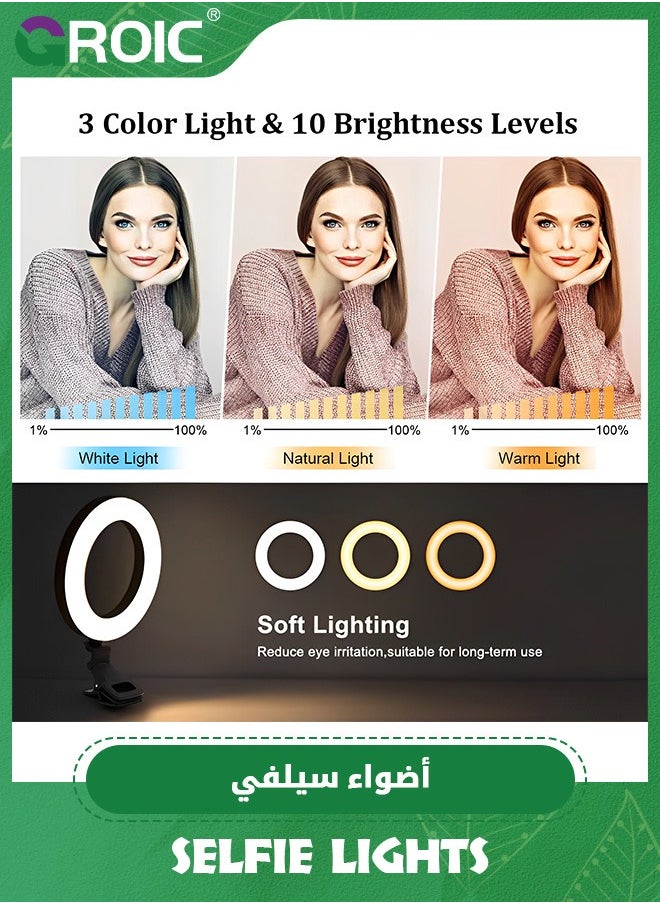 GROIC Video Conference Lighting Kit, 300k-7000K Dimmable Led Ring Light Clip on Laptop Monitor for Webcam Lighting/Zoom Calls/Remote Working/Self Broadcasting and Live Streaming/YouTube Video/TikTok  - Image 3
