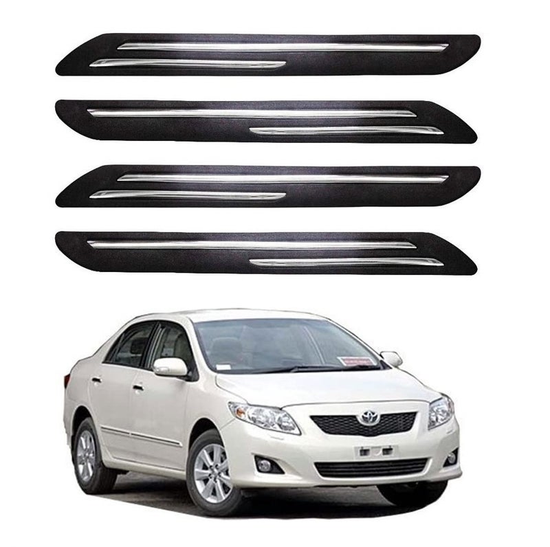 Bowrain Car Bumper Protector for Corolla Altis (2007-2013) - (Black, Pack of 4, Chrome Strip) - Image 1