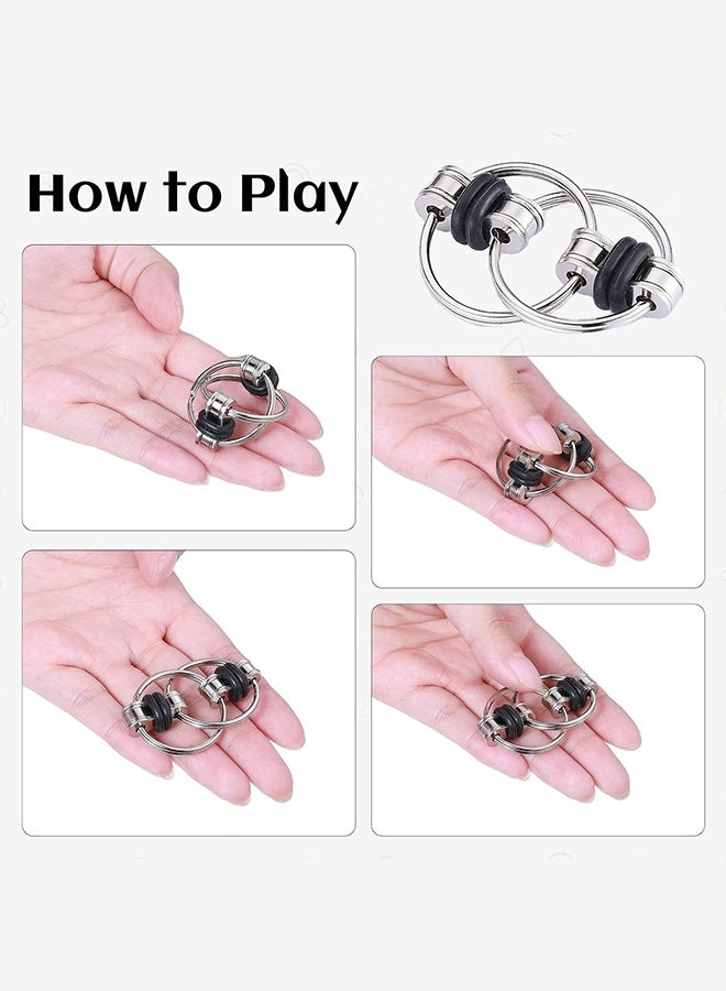 Lemon 8Pcs Sensory Fidget Toys, with Fidget Spinner Anxiety Toy, Acupressure Rings, Bike Chain Marble Mesh and Flippy Chain Desk Fidgets Quiet Toys for Autism, Easter Toys for Teens Adults Boys & Girls - Image 5