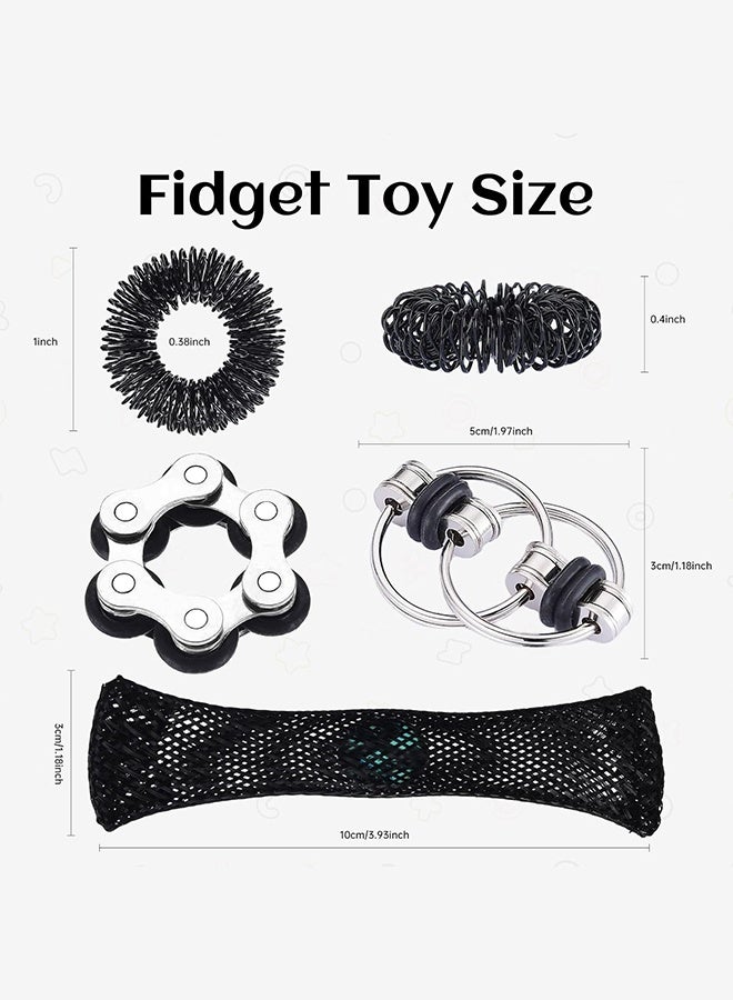 Lemon 8Pcs Sensory Fidget Toys, with Fidget Spinner Anxiety Toy, Acupressure Rings, Bike Chain Marble Mesh and Flippy Chain Desk Fidgets Quiet Toys for Autism, Easter Toys for Teens Adults Boys & Girls - Image 2