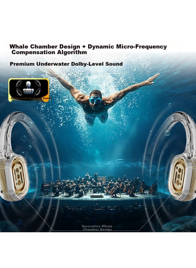 Newmine Bc-f3 Swimable Bone Conduction Bluetooth Earphones Open-ear Sports Wireless Earbuds Running Cycling Non-in-ear Ear-hook Call Noise Cancelling Long Battery Life 32gb Black