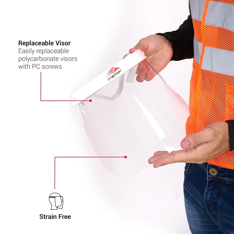 Perf Face Shield | High-Impact Resistant Polycarbonate Visor | Comfortable Adjustable Elastic Band with Replaceable Polycarbonate Visor - Image 2