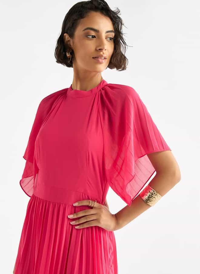 سبلاش فيڤ فستان طويل بكسرات وأكمام منفوخة - Image 4