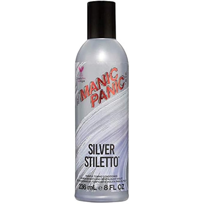 Manic Panic SILVER STILETTO TONING CONDITIONER - PURPLE CONDITIONER FOR PALE, PLATINUM BLONDES, GREY, BLUE, AND PURPLE HAIR COLOR - TONES BRASSINESS (8OZ) - Image 1