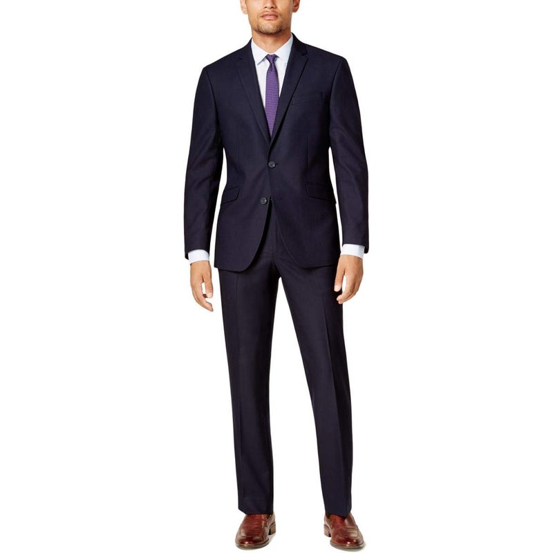Kenneth Cole Reaction Men's Performance Fabric Slim Fit Suit, Navy, 40R