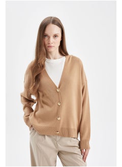 DeFacto Woman Tricot Relax Fit V Neck Long Sleeve Cardigan  - Image 2
