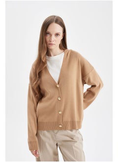 DeFacto Woman Tricot Relax Fit V Neck Long Sleeve Cardigan  - Image 4