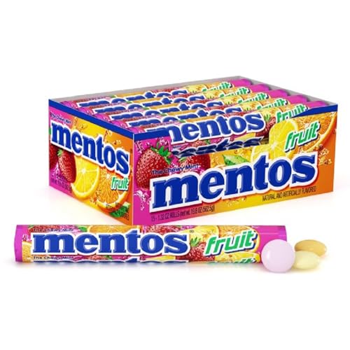 Mentos Halloween Trick or Treat Candy Mint Chewy Roll Fruit Individually Wrapped Bulk Candy for Adults Kids Party Concessions Office NonMelting 14 Count Pack of 15 Packaging May Vary
