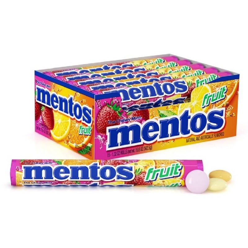 Mentos حلوى منتوس هالوين خدعة أو حلوى نعناع مطاطية لفة فواكه مغلفة فردياً حلوى بالجملة للبالغين والأطفال حفلات المناسبات المكتب غير قابلة للذوبان 14 قطعة عبوة من 15 قد تختلف التعبئة والتغليف - Image 3