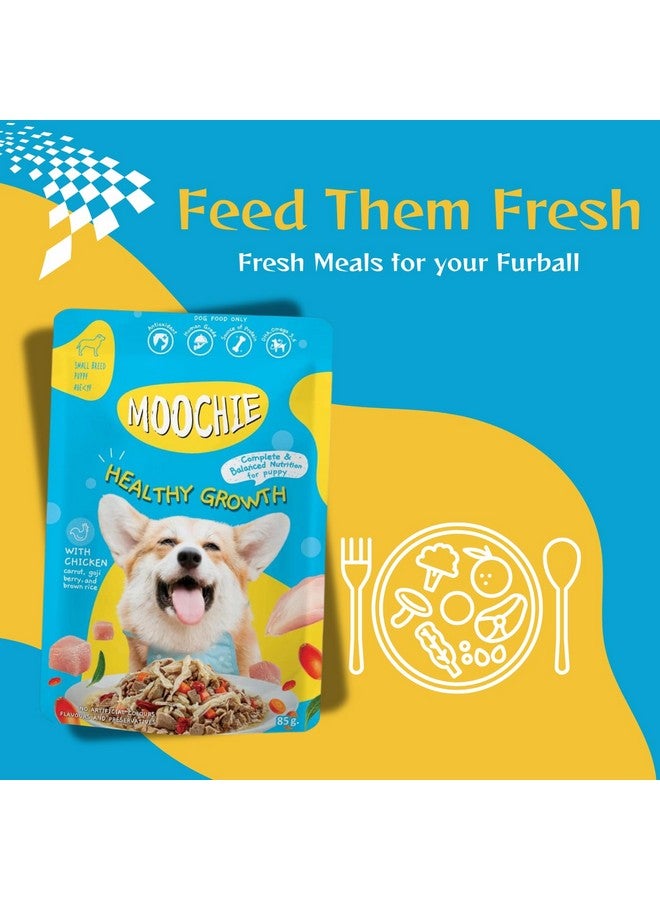 بتس إمباير طعام الكلاب الرطب من Moochie، وجبة جافي خالية من الحبوب، نمو صحي مع الدجاج والجزر والتوت البري والأرز البني، أطعمة مرق الكلاب الغنية بالبروتين، وجبات غير نباتية للحيوانات الأليفة للكلاب، الجراء (85 جرام × 12) - Image 4