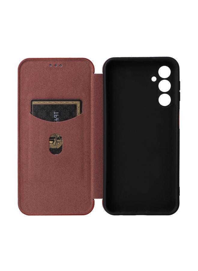 اس-توب جراب لهاتف Samsung Galaxy M34 5G مصنوع من ألياف الكربون وجلد قابل للطي - Image 4