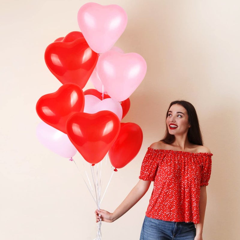Fangoo 50 Pcs10-inch Love Heart Balloons Red Pink Latex Heart Balloons for Valentines Day Wedding Anniversary Engagement Birthday Garden Company Celebration Graduation Prom Party Romantic Decorations - Image 5