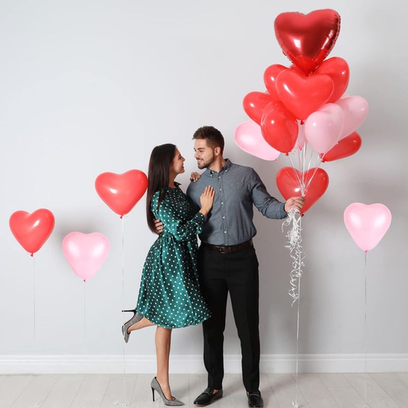 Fangoo 50 Pcs10-inch Love Heart Balloons Red Pink Latex Heart Balloons for Valentines Day Wedding Anniversary Engagement Birthday Garden Company Celebration Graduation Prom Party Romantic Decorations - Image 4