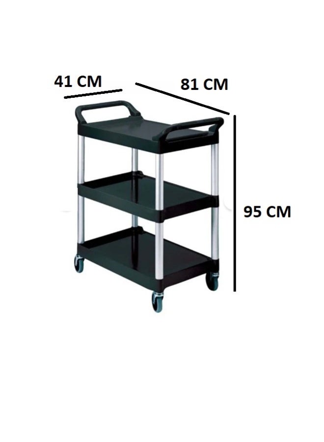 فلوريت عربة خدمة بعجلات قابلة للقفل بحجم صغير، عربة مطعم بلاستيكية شديدة التحمل، عربة تجارية متعددة الاستخدامات للمكتب والمستودعات - Image 2