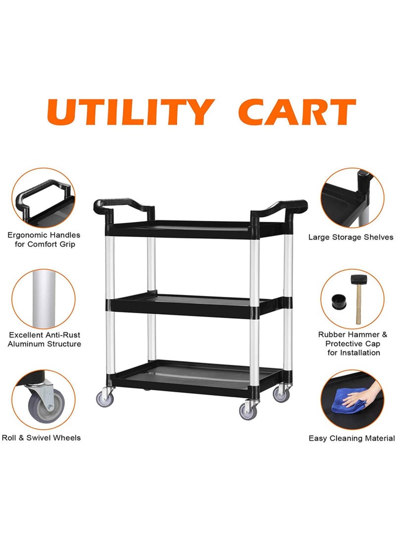 فلوريت عربة خدمة بعجلات قابلة للقفل بحجم صغير، عربة مطعم بلاستيكية شديدة التحمل، عربة تجارية متعددة الاستخدامات للمكتب والمستودعات - Image 4