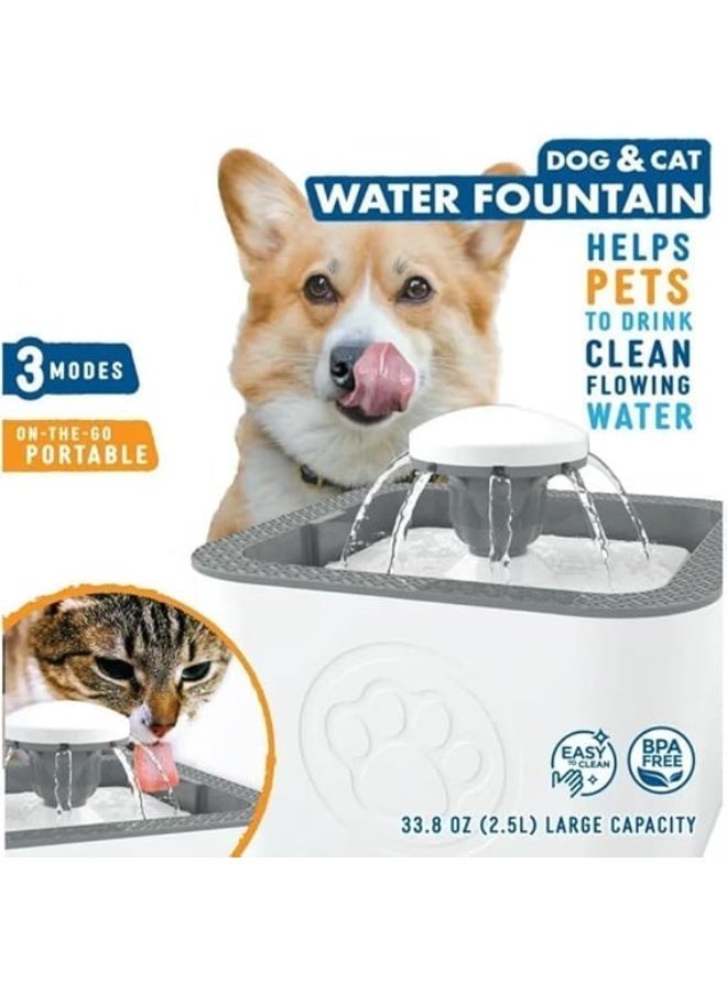 GION Cats Dog Water Fountain Animal Water Dispenser 2.5L Automatic Pet Drinking Fountain for Cats Kitty Indoor and Small Pets, Ultra Quiet Cat Drinking Fountain with Filter (1Pcs) - Image 4