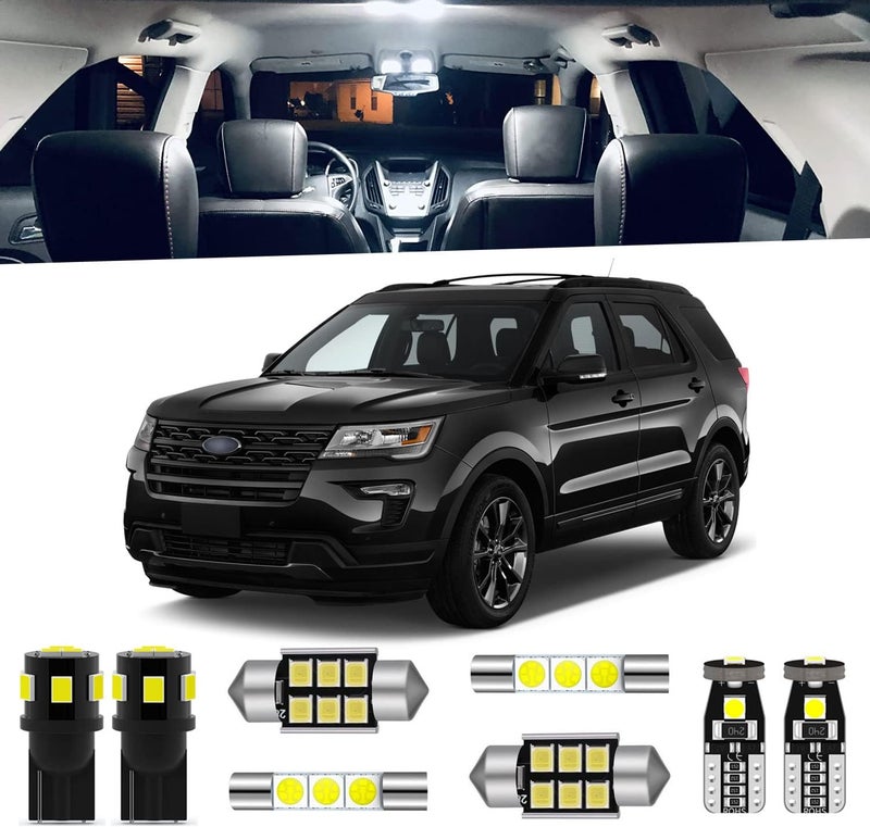 ENDPAGE 11 قطعة من طقم إضاءة LED داخلي من نوع إكسبلورر لسيارة فورد إكسبلورر 2011 2012 2013 2014 2015 2016 2017 2018 2019 2020 أبيض 6000K حزمة إضاءة LED داخلية + أضواء لوحة الأرقام، أداة ت��كيب - Image 1